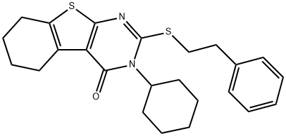 3-cyclohexyl-2-[(2-phenylethyl)sulfanyl]-5,6,7,8-tetrahydro[1]benzothieno[2,3-d]pyrimidin-4(3H)-one Structure
