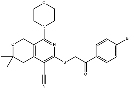 6-{[2-(4-bromophenyl)-2-oxoethyl]sulfanyl}-3,3-dimethyl-8-morpholin-4-yl-3,4-dihydro-1H-pyrano[3,4-c]pyridine-5-carbonitrile Structure