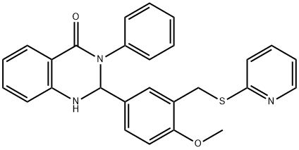 2-{4-methoxy-3-[(2-pyridinylsulfanyl)methyl]phenyl}-3-phenyl-2,3-dihydro-4(1H)-quinazolinone 구조식 이미지