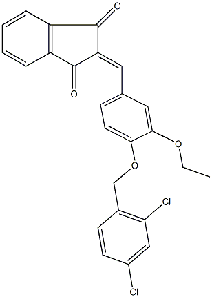 2-{4-[(2,4-dichlorobenzyl)oxy]-3-ethoxybenzylidene}-1H-indene-1,3(2H)-dione 구조식 이미지