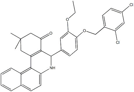 5-{4-[(2,4-dichlorobenzyl)oxy]-3-ethoxyphenyl}-2,2-dimethyl-2,3,5,6-tetrahydrobenzo[a]phenanthridin-4(1H)-one Structure