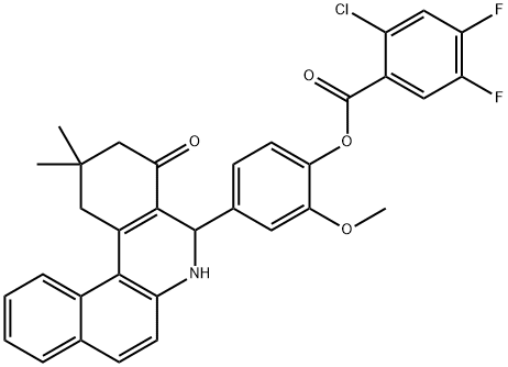 4-(2,2-dimethyl-4-oxo-1,2,3,4,5,6-hexahydrobenzo[a]phenanthridin-5-yl)-2-methoxyphenyl 2-chloro-4,5-difluorobenzoate 구조식 이미지