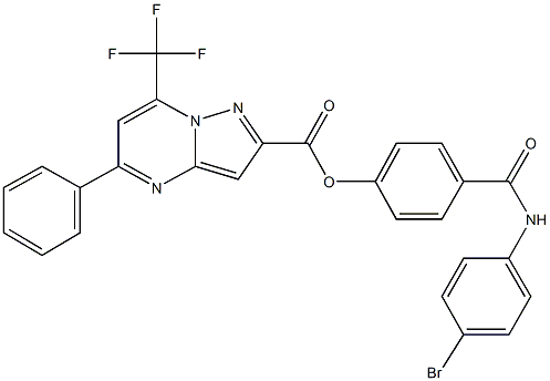 4-[(4-bromoanilino)carbonyl]phenyl 5-phenyl-7-(trifluoromethyl)pyrazolo[1,5-a]pyrimidine-2-carboxylate 구조식 이미지