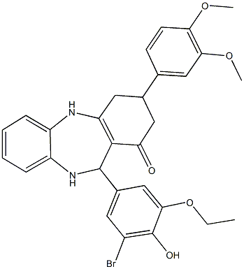 11-(3-bromo-5-ethoxy-4-hydroxyphenyl)-3-(3,4-dimethoxyphenyl)-2,3,4,5,10,11-hexahydro-1H-dibenzo[b,e][1,4]diazepin-1-one 구조식 이미지