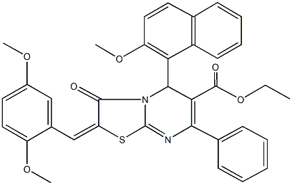 ethyl 2-(2,5-dimethoxybenzylidene)-5-(2-methoxy-1-naphthyl)-3-oxo-7-phenyl-2,3-dihydro-5H-[1,3]thiazolo[3,2-a]pyrimidine-6-carboxylate 구조식 이미지