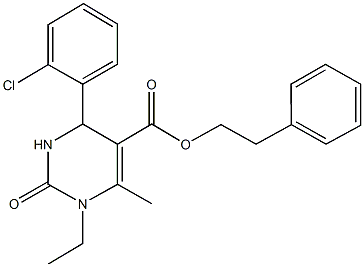 2-phenylethyl 4-(2-chlorophenyl)-1-ethyl-6-methyl-2-oxo-1,2,3,4-tetrahydro-5-pyrimidinecarboxylate 구조식 이미지