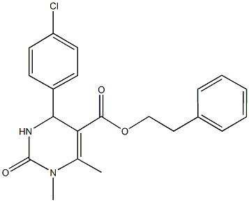 2-phenylethyl 4-(4-chlorophenyl)-1,6-dimethyl-2-oxo-1,2,3,4-tetrahydro-5-pyrimidinecarboxylate Structure