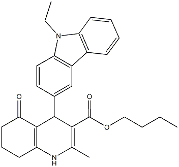 butyl 4-(9-ethyl-9H-carbazol-3-yl)-2-methyl-5-oxo-1,4,5,6,7,8-hexahydro-3-quinolinecarboxylate Structure