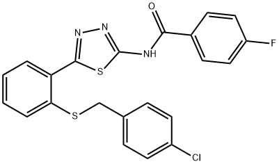 N-(5-{2-[(4-chlorobenzyl)sulfanyl]phenyl}-1,3,4-thiadiazol-2-yl)-4-fluorobenzamide Structure