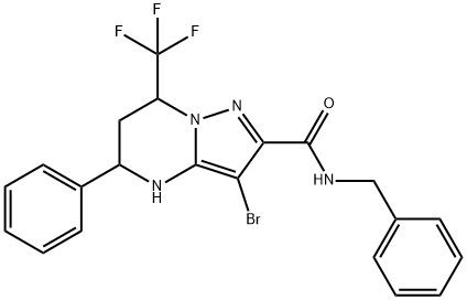 N-benzyl-3-bromo-5-phenyl-7-(trifluoromethyl)-4,5,6,7-tetrahydropyrazolo[1,5-a]pyrimidine-2-carboxamide Structure