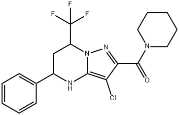 3-chloro-5-phenyl-2-(1-piperidinylcarbonyl)-7-(trifluoromethyl)-4,5,6,7-tetrahydropyrazolo[1,5-a]pyrimidine 구조식 이미지