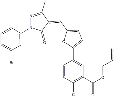 allyl 5-(5-{[1-(3-bromophenyl)-3-methyl-5-oxo-1,5-dihydro-4H-pyrazol-4-ylidene]methyl}-2-furyl)-2-chlorobenzoate 구조식 이미지