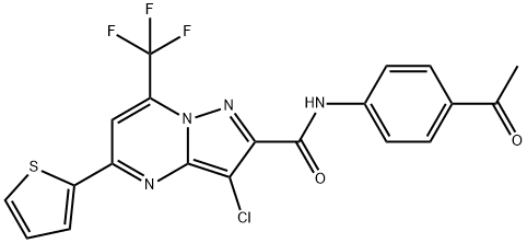 N-(4-acetylphenyl)-3-chloro-5-(2-thienyl)-7-(trifluoromethyl)pyrazolo[1,5-a]pyrimidine-2-carboxamide Structure