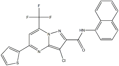 3-chloro-N-(1-naphthyl)-5-(2-thienyl)-7-(trifluoromethyl)pyrazolo[1,5-a]pyrimidine-2-carboxamide 구조식 이미지
