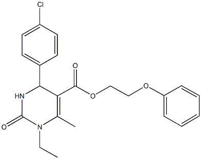 2-phenoxyethyl 4-(4-chlorophenyl)-1-ethyl-6-methyl-2-oxo-1,2,3,4-tetrahydropyrimidine-5-carboxylate 구조식 이미지