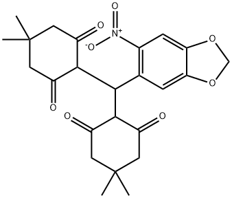 2-((4,4-dimethyl-2,6-dioxocyclohexyl){6-nitro-1,3-benzodioxol-5-yl}methyl)-5,5-dimethyl-1,3-cyclohexanedione 구조식 이미지