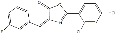 2-(2,4-dichlorophenyl)-4-(3-fluorobenzylidene)-1,3-oxazol-5(4H)-one 구조식 이미지