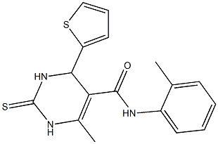 6-methyl-N-(2-methylphenyl)-4-(2-thienyl)-2-thioxo-1,2,3,4-tetrahydro-5-pyrimidinecarboxamide Structure