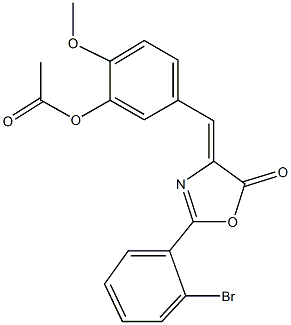 5-[(2-(2-bromophenyl)-5-oxo-1,3-oxazol-4(5H)-ylidene)methyl]-2-methoxyphenyl acetate 구조식 이미지