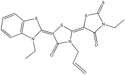 3-allyl-3'-ethyl-5-(3-ethyl-1,3-benzothiazol-2(3H)-ylidene)-2'-thioxo-2,5'-bis[1,3-thiazolidin-4-one] 구조식 이미지