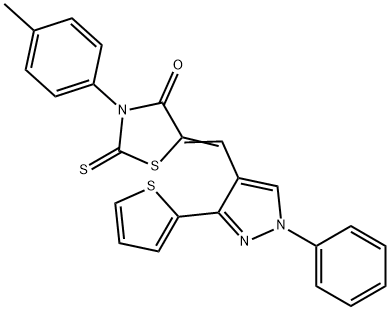3-(4-methylphenyl)-5-{[1-phenyl-3-(2-thienyl)-1H-pyrazol-4-yl]methylene}-2-thioxo-1,3-thiazolidin-4-one 구조식 이미지