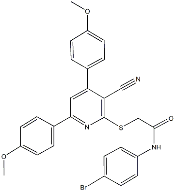 N-(4-bromophenyl)-2-{[3-cyano-4,6-bis(4-methoxyphenyl)pyridin-2-yl]sulfanyl}acetamide Structure