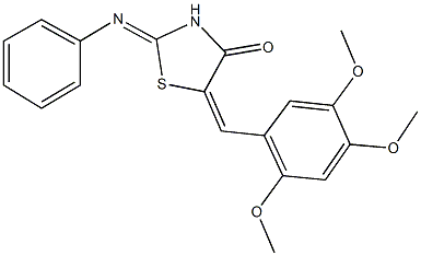 2-(phenylimino)-5-(2,4,5-trimethoxybenzylidene)-1,3-thiazolidin-4-one 구조식 이미지
