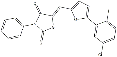 5-{[5-(5-chloro-2-methylphenyl)-2-furyl]methylene}-3-phenyl-2-thioxo-1,3-thiazolidin-4-one 구조식 이미지