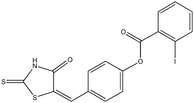 4-[(4-oxo-2-thioxo-1,3-thiazolidin-5-ylidene)methyl]phenyl 2-iodobenzoate 구조식 이미지
