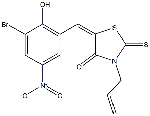 3-allyl-5-{3-bromo-2-hydroxy-5-nitrobenzylidene}-2-thioxo-1,3-thiazolidin-4-one Structure