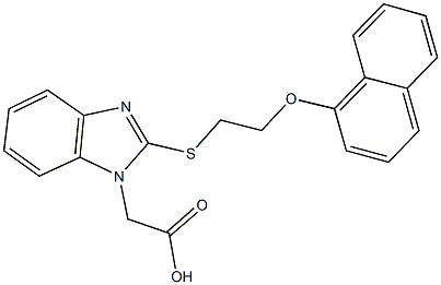 (2-{[2-(naphthalen-1-yloxy)ethyl]sulfanyl}-1H-benzimidazol-1-yl)acetic acid Structure