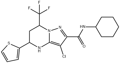 3-chloro-N-cyclohexyl-5-(2-thienyl)-7-(trifluoromethyl)-4,5,6,7-tetrahydropyrazolo[1,5-a]pyrimidine-2-carboxamide Structure