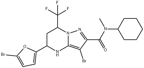 3-bromo-5-(5-bromo-2-furyl)-N-cyclohexyl-N-methyl-7-(trifluoromethyl)-4,5,6,7-tetrahydropyrazolo[1,5-a]pyrimidine-2-carboxamide Structure