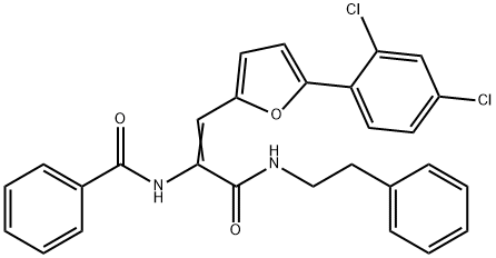 N-(2-[5-(2,4-dichlorophenyl)-2-furyl]-1-{[(2-phenylethyl)amino]carbonyl}vinyl)benzamide 구조식 이미지