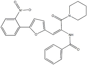 N-[2-(5-{2-nitrophenyl}-2-furyl)-1-(1-piperidinylcarbonyl)vinyl]benzamide Structure