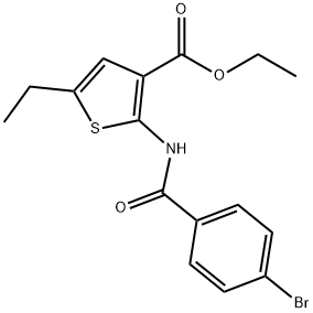 ethyl 2-[(4-bromobenzoyl)amino]-5-ethyl-3-thiophenecarboxylate 구조식 이미지