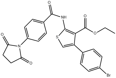 ethyl 4-(4-bromophenyl)-2-{[4-(2,5-dioxo-1-pyrrolidinyl)benzoyl]amino}-3-thiophenecarboxylate 구조식 이미지