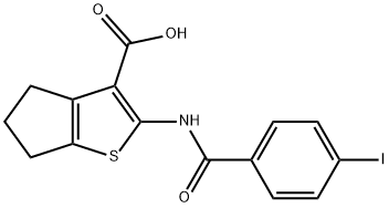 2-[(4-iodobenzoyl)amino]-5,6-dihydro-4H-cyclopenta[b]thiophene-3-carboxylic acid 구조식 이미지