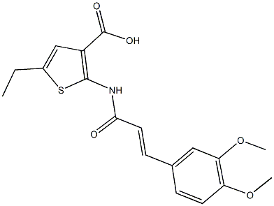 2-{[3-(3,4-dimethoxyphenyl)acryloyl]amino}-5-ethyl-3-thiophenecarboxylic acid 구조식 이미지