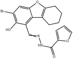 N'-[(3-bromo-2-hydroxy-6,7,8,9-tetrahydrodibenzo[b,d]furan-1-yl)methylene]-2-furohydrazide Structure