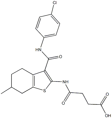 4-({3-[(4-chloroanilino)carbonyl]-6-methyl-4,5,6,7-tetrahydro-1-benzothien-2-yl}amino)-4-oxobutanoic acid Structure