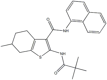 2-[(2,2-dimethylpropanoyl)amino]-6-methyl-N-(1-naphthyl)-4,5,6,7-tetrahydro-1-benzothiophene-3-carboxamide Structure