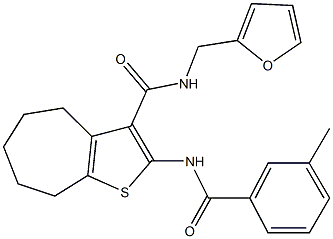 N-(2-furylmethyl)-2-[(3-methylbenzoyl)amino]-5,6,7,8-tetrahydro-4H-cyclohepta[b]thiophene-3-carboxamide 구조식 이미지