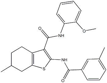 N-(2-methoxyphenyl)-6-methyl-2-[(3-methylbenzoyl)amino]-4,5,6,7-tetrahydro-1-benzothiophene-3-carboxamide Structure