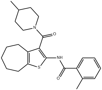2-methyl-N-{3-[(4-methyl-1-piperidinyl)carbonyl]-5,6,7,8-tetrahydro-4H-cyclohepta[b]thien-2-yl}benzamide Structure
