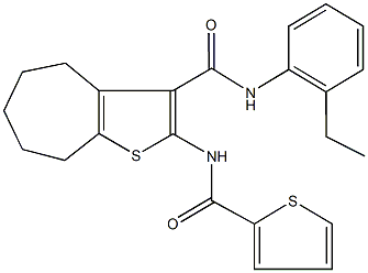 N-(2-ethylphenyl)-2-[(2-thienylcarbonyl)amino]-5,6,7,8-tetrahydro-4H-cyclohepta[b]thiophene-3-carboxamide 구조식 이미지