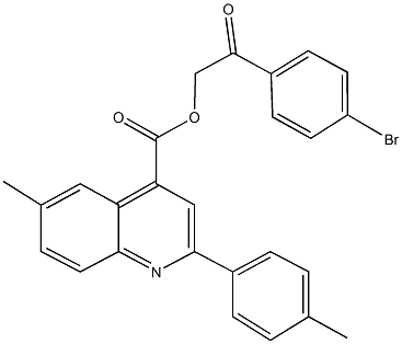 2-(4-bromophenyl)-2-oxoethyl 6-methyl-2-(4-methylphenyl)-4-quinolinecarboxylate 구조식 이미지