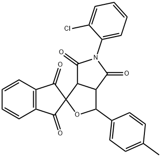 5-(2-chlorophenyl)-3-(4-methylphenyl)-4,6-dioxohexahydrospiro(1H-furo[3,4-c]pyrrole-1,2'-[1,3]-dioxoindane) Structure