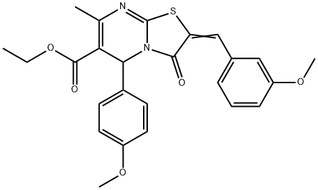 ethyl 2-(3-methoxybenzylidene)-5-(4-methoxyphenyl)-7-methyl-3-oxo-2,3-dihydro-5H-[1,3]thiazolo[3,2-a]pyrimidine-6-carboxylate 구조식 이미지