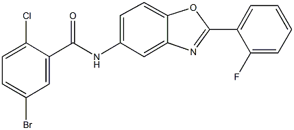 5-bromo-2-chloro-N-[2-(2-fluorophenyl)-1,3-benzoxazol-5-yl]benzamide 구조식 이미지